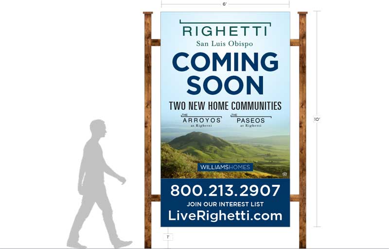 coming soon Righetti community signage.